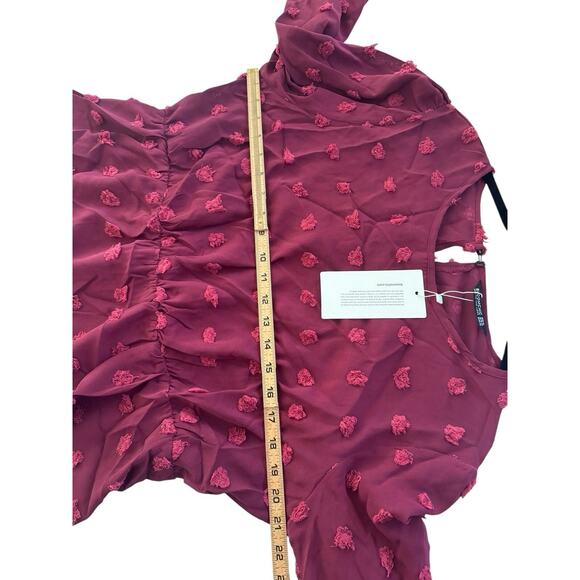 NWT BLOOMCHIC 14 16 Burgundy Tunic Top Balloon Sleeve 3D Flower Poofs #3656 - Picture 9 of 15